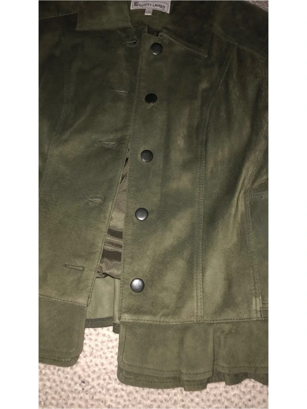 moss green suede peplum jacket - Picture 2 of 4
